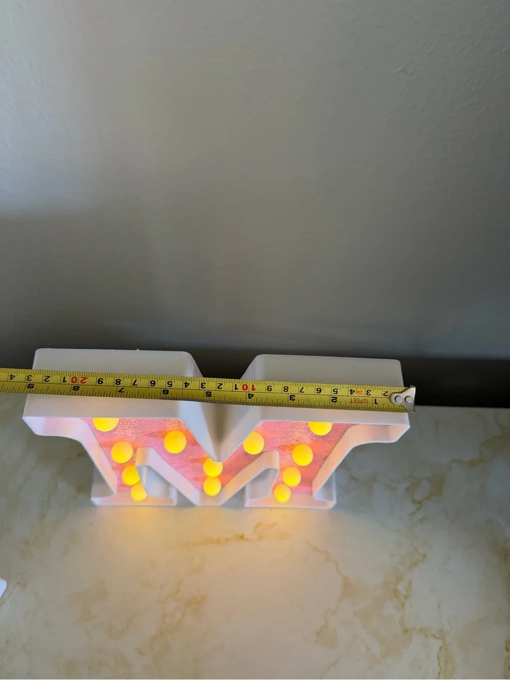 Pink Glitter Marquee Light - Letter M